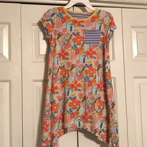 Reversible floral/stripe dress